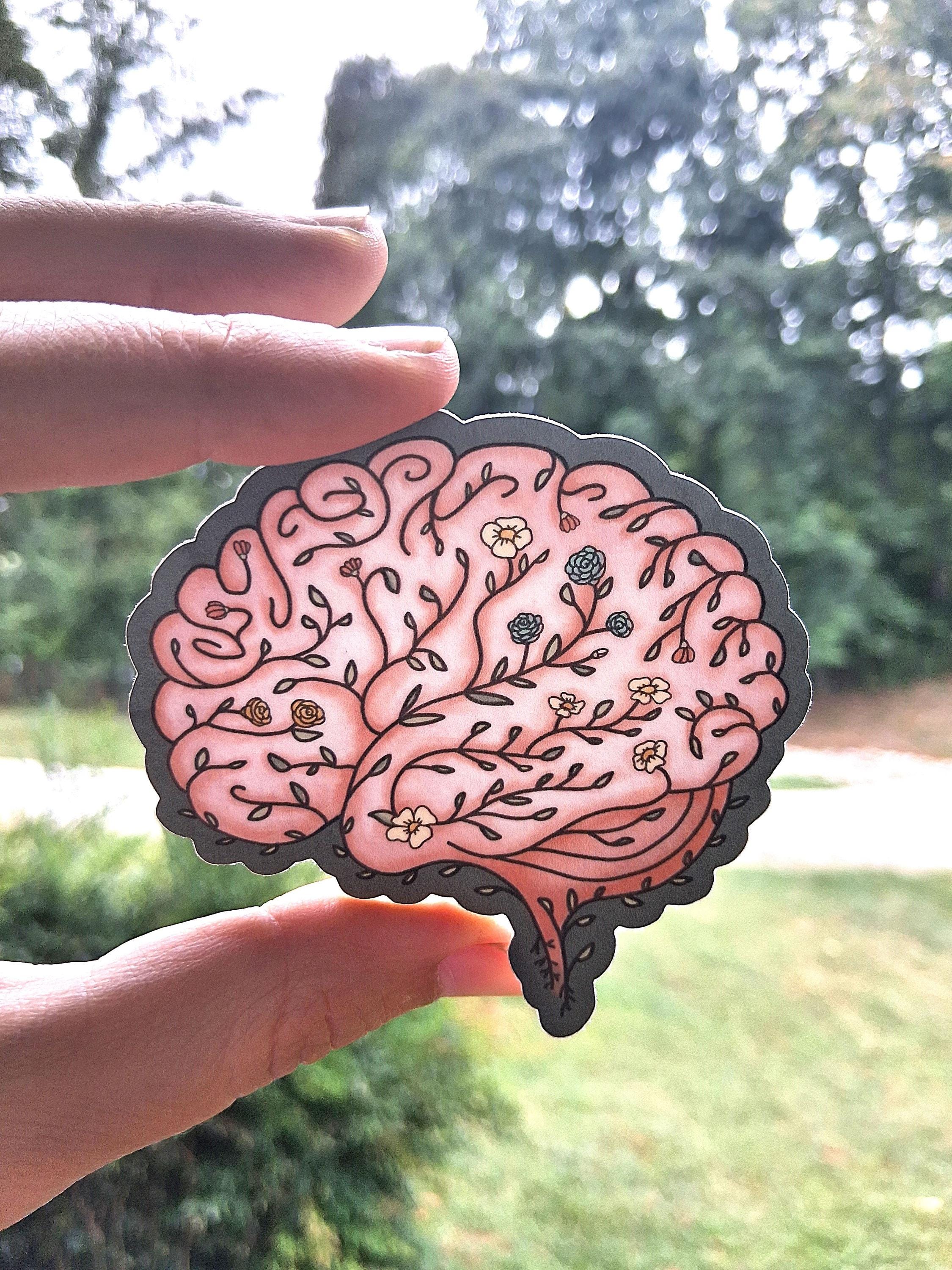 Floral Brain Vinyl Sticker: Botanical Mental Health Art - Etsy