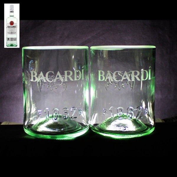 Bacardi Rum Premium Rocks Glasses (2 Set), Bacardi Glasses, Boyfriend Gift, Anniversary Glasses, Rum Glasses, Graduation gift, Home Bar