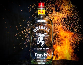 Custom Engraved Fireball Whisky Bottle, Personalized Gift (Empty)
