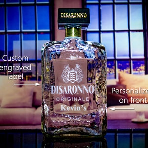 Disaronno Amaretto Custom Engraved Personalized Bottle Decanter (Empty), Almond Liquor Husband Gift Boyfriend Gift Father's Day