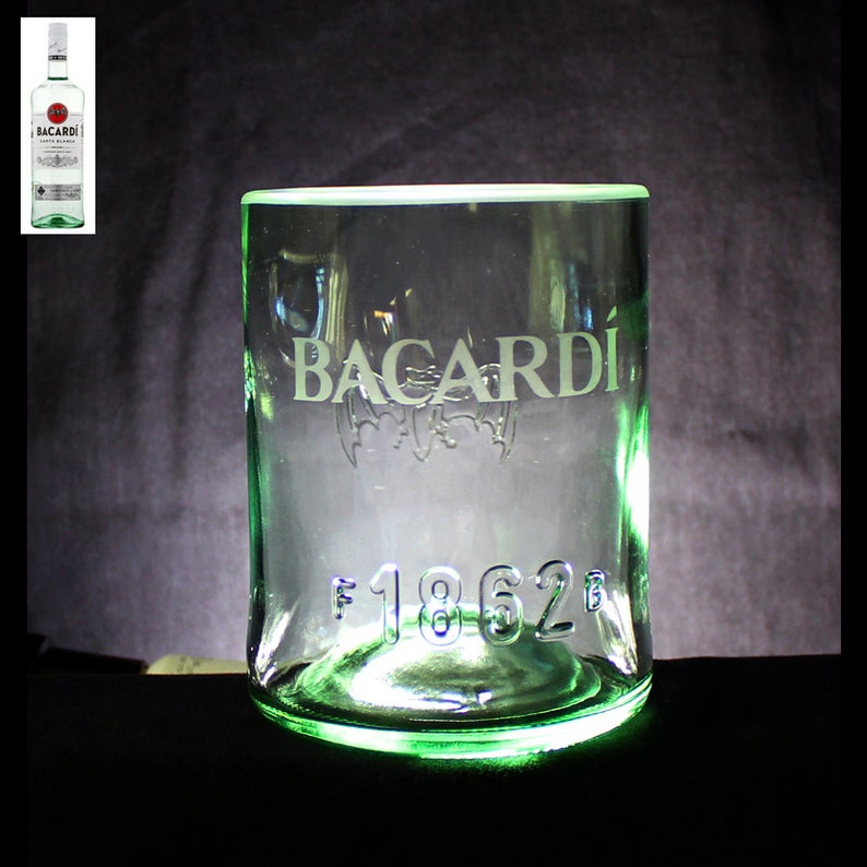 Bacardi Rum Premium Rocks Glass Personalized, Rum Glass, Birthday Gift, Boyfriend gift, Home Bar, Valentine Gift, Gift for Him image 1