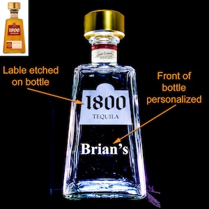 1800 Tequila Custom Engraved/Etched & Personalized Bottle (Empty), Husband Gift, Birthday Gift, Boyfriend Gift, Father Gift, Mother&#39;s Gift