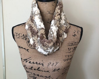 Chunky Brown Cowl, Multicolor Brown Neck Warmer