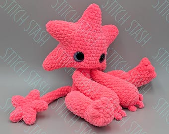 Chenille Hot Pink Star Crochet Doll/ Plush Ready To Ship