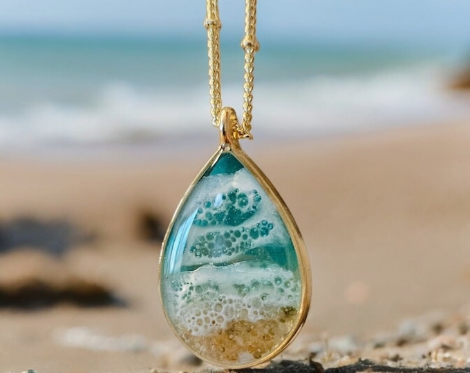 Ocean Jewelry,Beach Jewelry,Mermaid Necklace,Beach Sand Jewelry,Surfer Necklace, Resin Ocean Jewelry,Beach Wedding Jewelry,Summer Jewelry