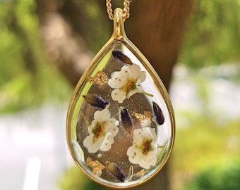 Gift for Her, Lavender Necklace,Pressed Flower Jewelry,Flower Jewelry,Real Flower Necklace,Nature Jewelry,Resin Flower Necklace,Gift Unde 20