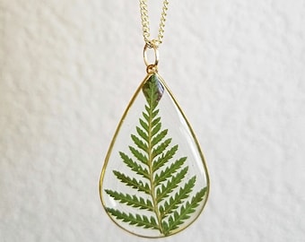 Resin Fern Necklace,Fern Necklace,Nature Jewelry,Botanical Necklace,Pressed Fern Necklace,Bridesmaid Gift,Gift for Mother,Fern Jewelry