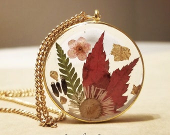 Fall Jewelry,Flower locket necklace-pressed flower necklace-Fall Necklace-floating locket-Botanical Jewelry-Terrarium Necklace-Flower Jewelr