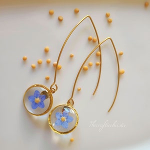 Forget me not Flower Resin Earrings,Pressed Flower Earrings,Real Dried Flower Earrings,Bridesmaid Earrings,Forget me Not Earrings,Earrings