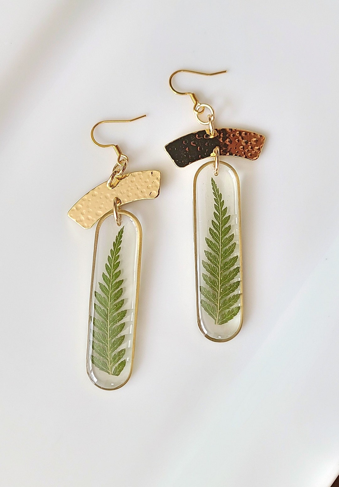 Fern Earringnature Jewelrybotanical Earringpressed Fernbest Gift
