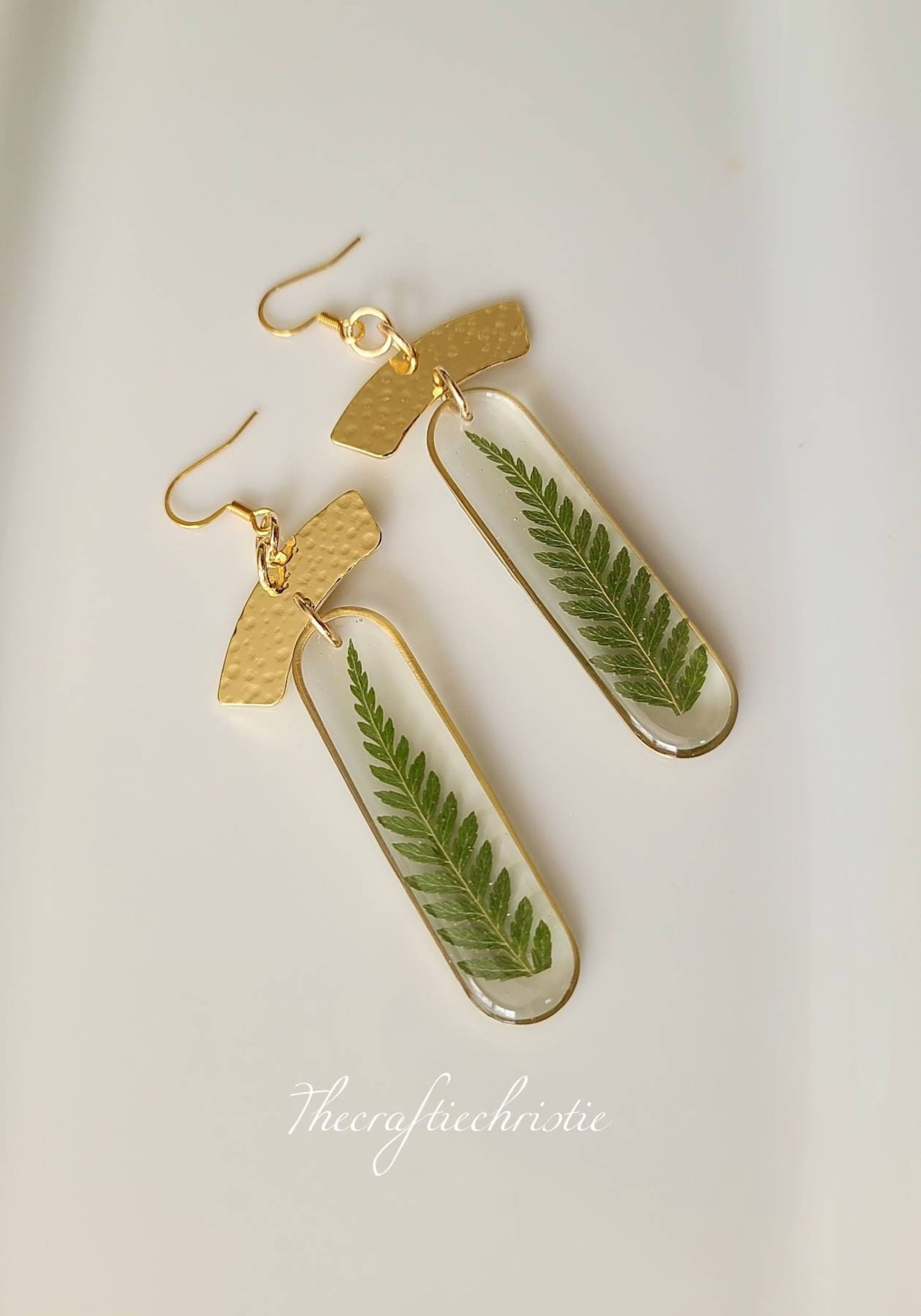 Fern Earringnature Jewelrybotanical Earringpressed Etsy