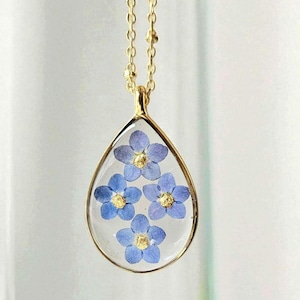 Forget Me Not Pendant,Miscarriage Gift,Resin Pressed Real Flower Jewerly,Necklace for Women, Forget-Me-Not,Gift for Her,Flower fall jewelry