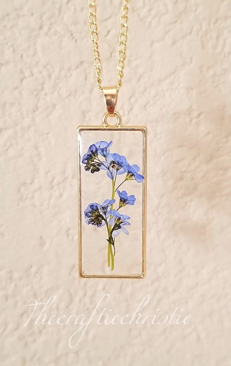 Me Not Necklace Pressed Flower Jewelry Flower Etsy