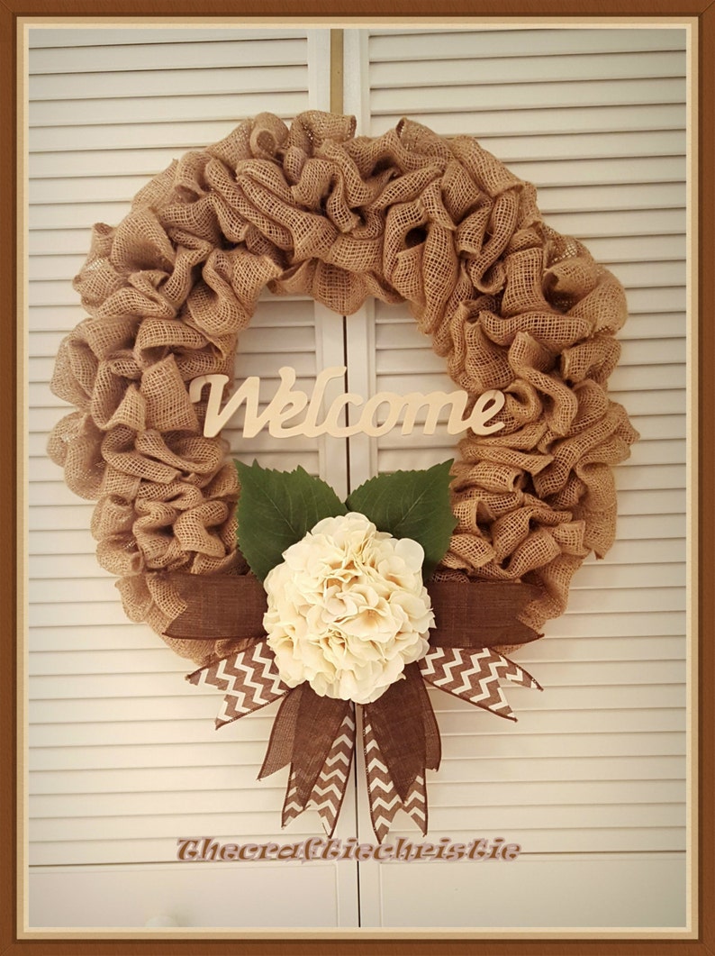 Front Door Wreath-Burlap Wreath-Fall Front Door Wreath-Large Wreath-Fall Hydrangea Wreath-Welcome Wreath-Fall Wreath-Housewarming Wreath