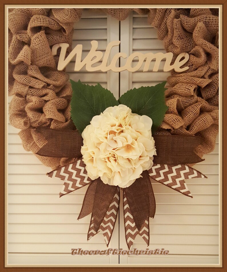 Front Door Wreath-Burlap Wreath-Fall Front Door Wreath-Large Wreath-Fall Hydrangea Wreath-Welcome Wreath-Fall Wreath-Housewarming Wreath