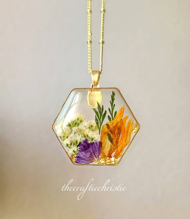 Baby Breath Jewelry,Pressed Flower Jewelry-Flower Jewelry-Real Flower Necklace-Nature Jewelry-Resin Flower-Anniversary Gift-Gift for her Bild 1