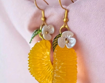 Mandarin orange earrings,tangerine fruit, minimalist earrings,unique earrings,food resin earrings,hypoallergenic,whimsical earrings,orange