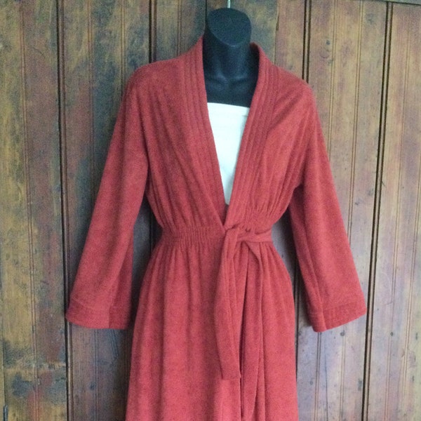 Vintage Hanna Andersson dressing gown or robe, Medium, light towel, 1940s style