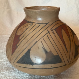 Vintage Geometric Pottery Vase – Southwestern Style Ceramic Decor, possibly Mata Ortiz