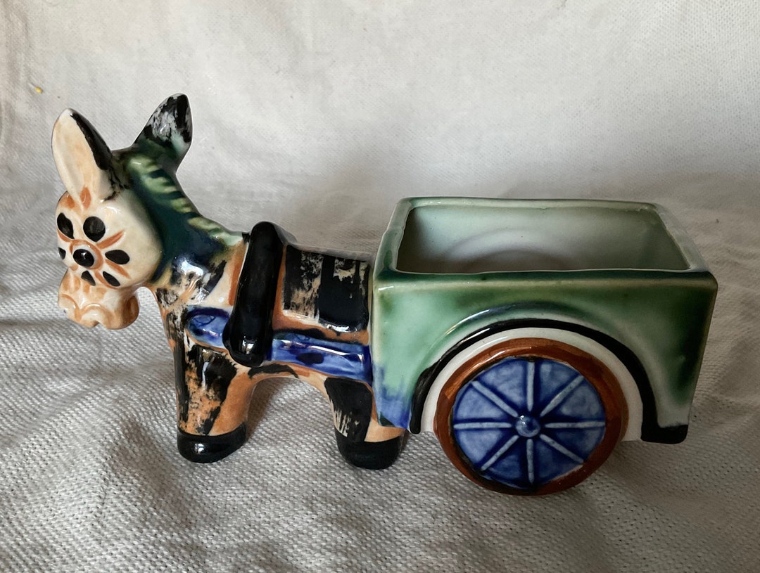 Vintage Japanese Kitsch Small Planter, Donkey and Cart, 1950s Etsy