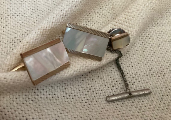 Stratton de Luxe diamond cut mother of pearl cuff… - image 1