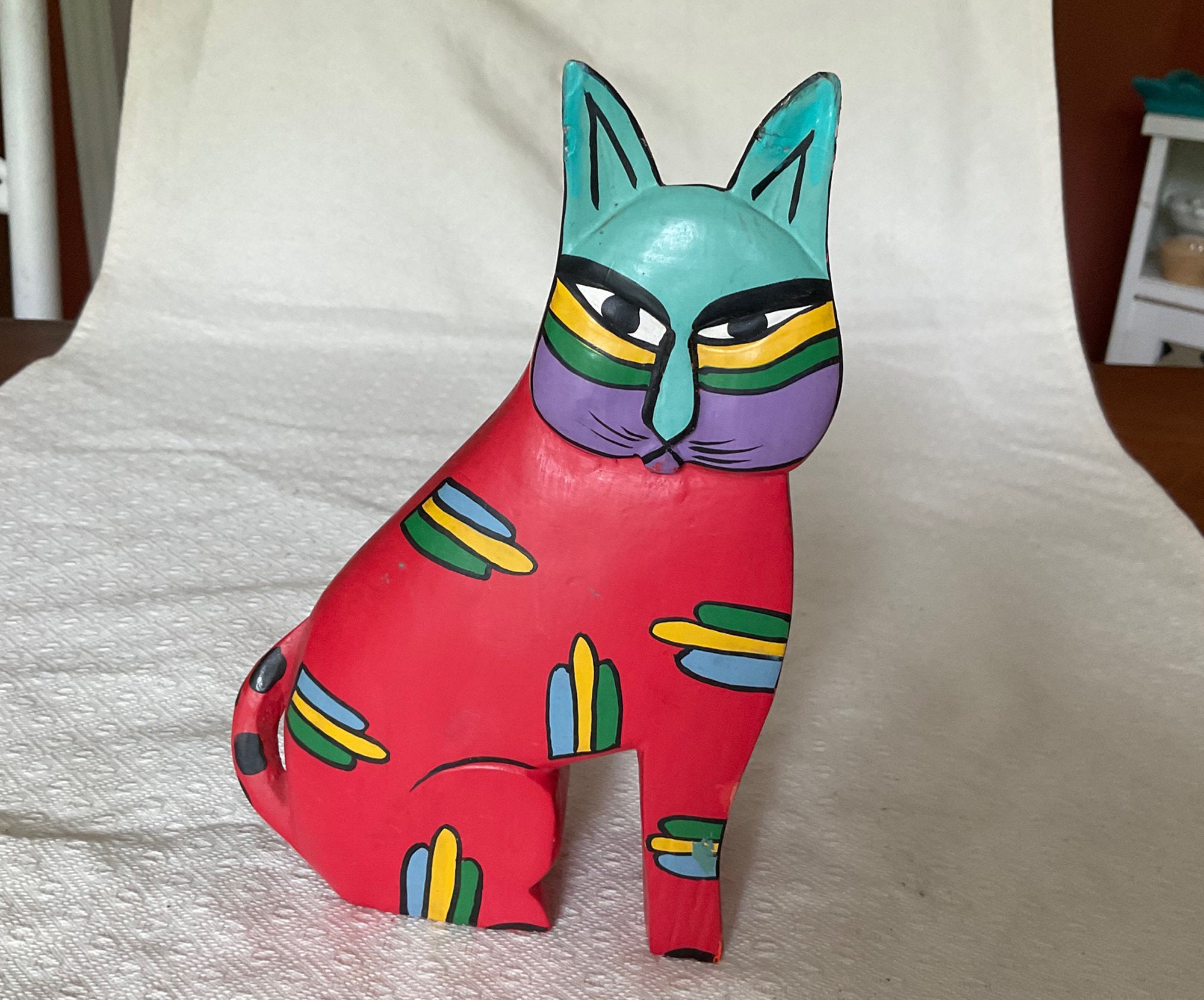 Laurel Burch Wooden Cat - Etsy Laurel Burch Wooden Cat - Etsy