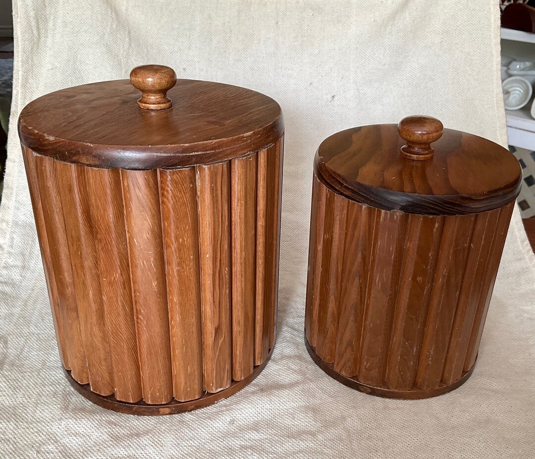 Two Solid Wood Ice Buckets, Mid Century, Scandinavian Style, Vintage Etsy