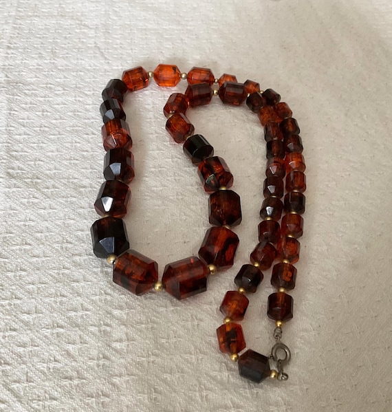 Long  translucent deep amber coloured cylindrical… - image 3