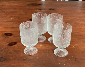 Clear glacier 1970s wine glasses, set of four