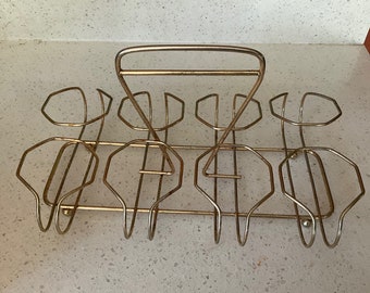 Vintage brass caddie for glasses or tumblers, mid century