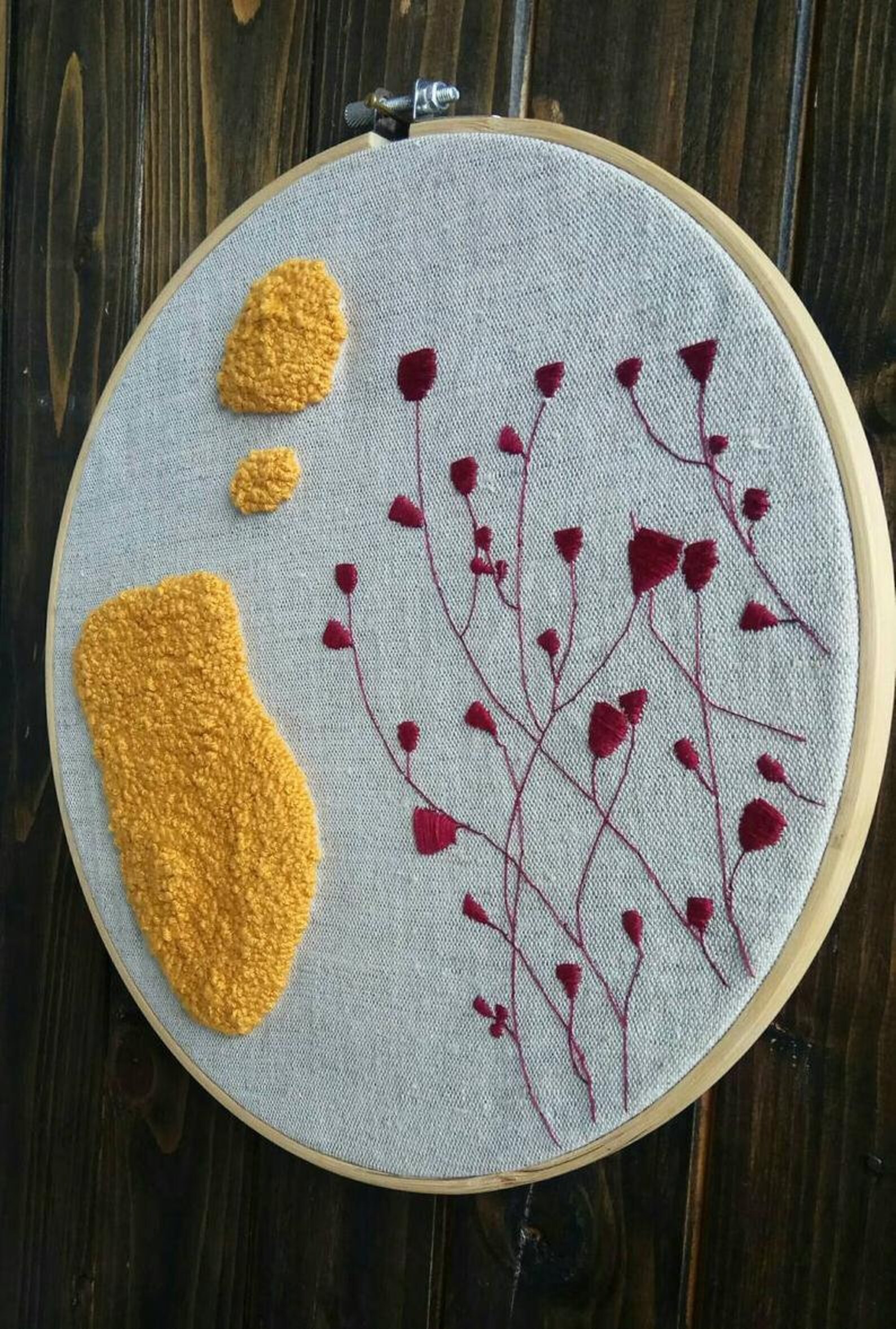 Floral embroidery wall hanging. Minimal wall art. Modern Etsy