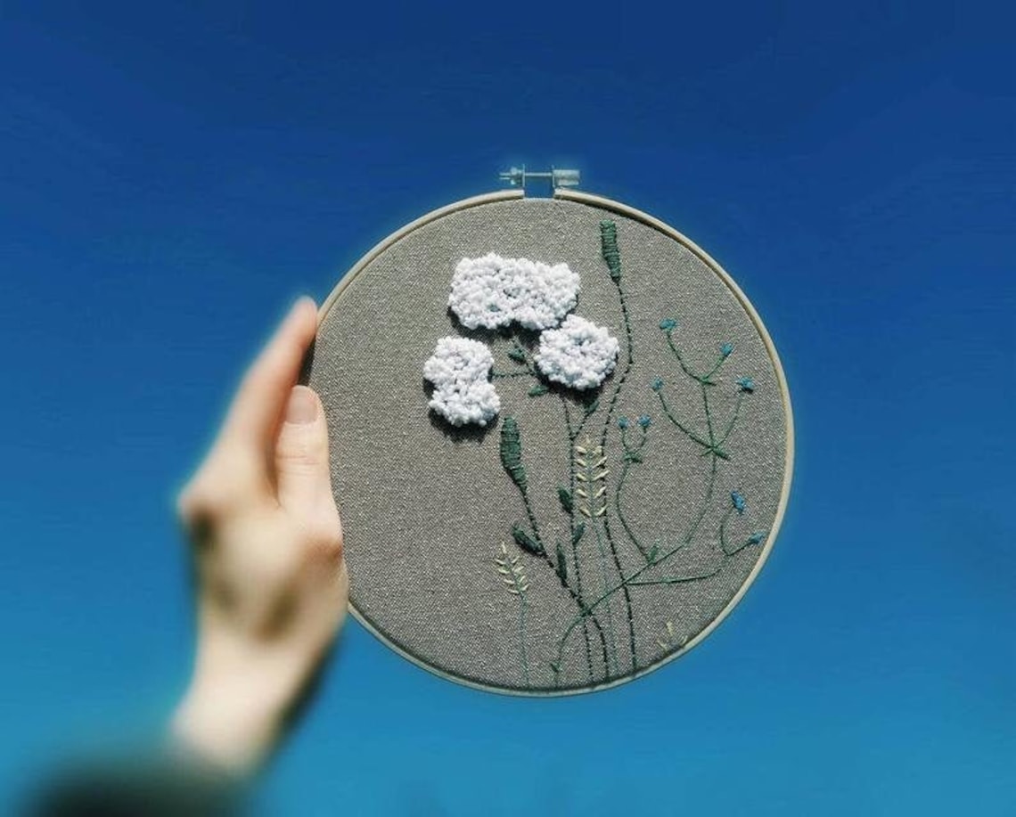 Floral embroidery wall hanging minimal wall art modern  etsy Floral embroidery wall hanging minimal wall art modern  etsy