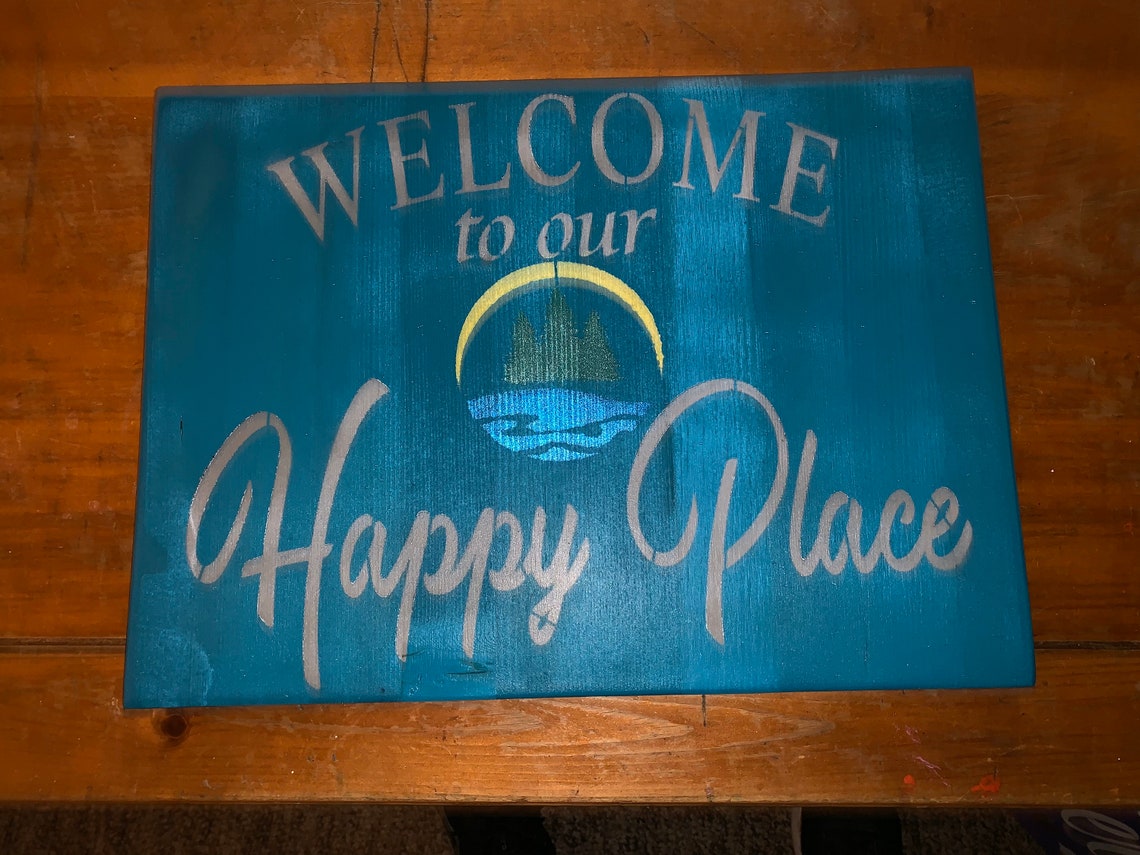 to Our Happy Place. Hand Made Wood Sign. Etsy