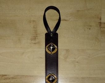 Leather Bell hanger, Dog Bell Door Hanger, handmade leather door hanger, handmade with quality up cycled leather.