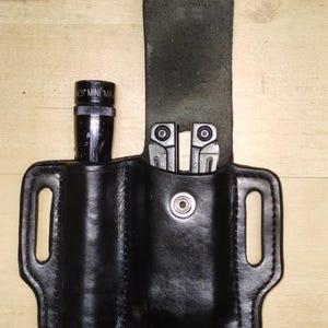 Handcrafted Leather Sheath for Leatherman OHT & Mini Maglite, Personalized with Initials for Free image 8