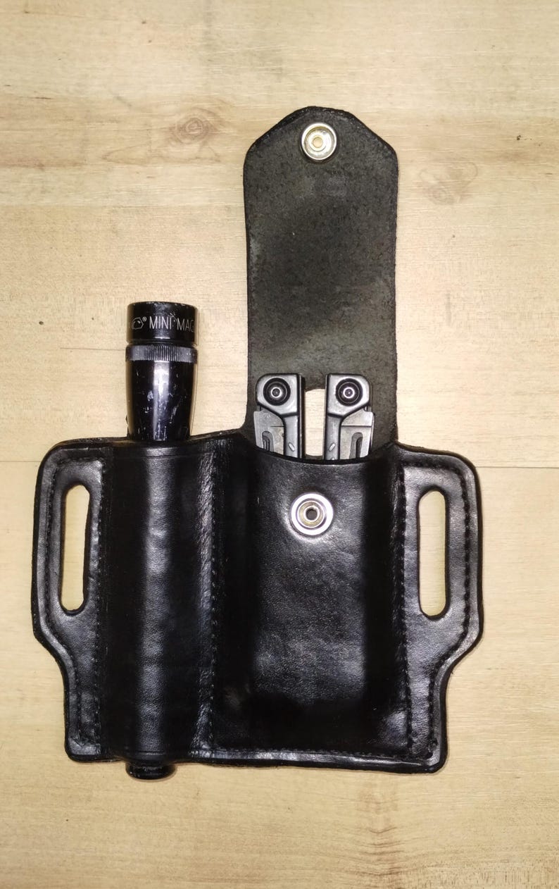 Handcrafted Leather Sheath for Leatherman OHT & Mini Maglite, Personalized with Initials for Free image 8