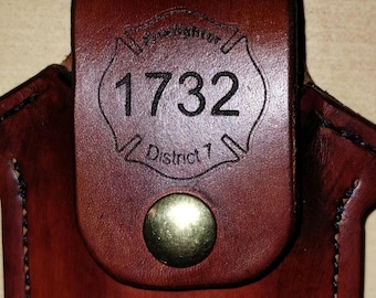 First Responder, Firefighter leather sheath, SOG Personalized Leather Sheath, custom crafted Sog multitool PowerAssist sheath, Sog sheath