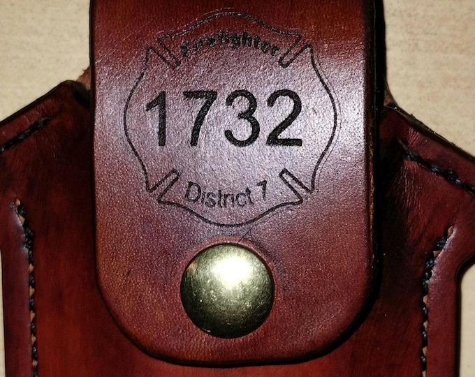 Personalized Firefighter Leather Multitool Sheath: Custom Crafted SOG PowerAssist
