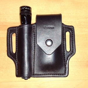 Handcrafted Leather Sheath for Leatherman Wave & Mini Maglite