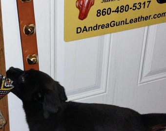 Classic Leather Bell hanger, Dog Door bell Hanger, handmade leather door hanger, handmade with quality up-cycled leather