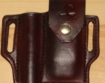 Leather Sheath for Gerber, custom crafted to Gerber Deisel with Mini Maglite, custom Gerber Case, custom MiniMag leather case, EDC, OWB