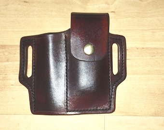 Leather Sheath handcrafted to Leatherman© Wave and Mini Maglite, custom Case, custom Mini Mag Leather case, EDC, OWB