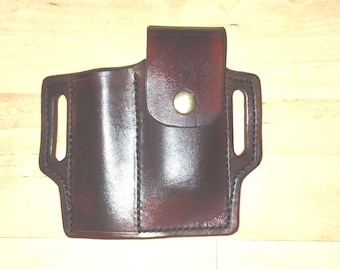 Leather Sheath handcrafted to Leatherman© Wave and Mini Maglite, custom Case, custom Mini Mag Leather case, EDC, OWB