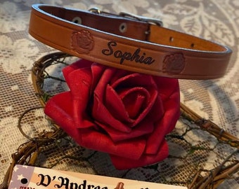 Leather personalized Dog collar, Leather for your dog or cat