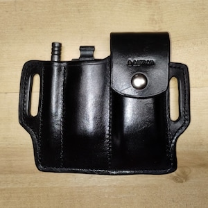 Custom Order Leather Sheath, sheath customized to your Leatherman©, knife, Gerber or multi tool and your small light or small tool