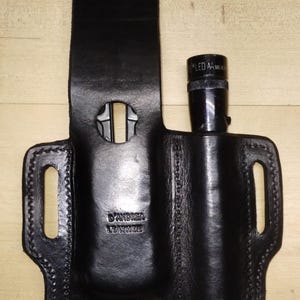 Handcrafted Leather Sheath for Leatherman OHT & Mini Maglite, Personalized with Initials for Free image 9