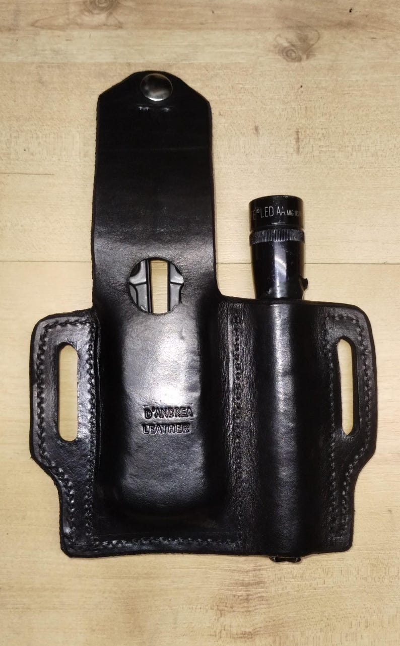 Handcrafted Leather Sheath for Leatherman OHT & Mini Maglite, Personalized with Initials for Free image 9