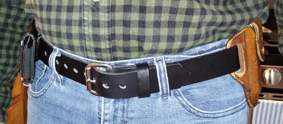 Belt, 1 1/2" Leather Water Buffalo Belt, Men's, woman's belt with roller Buckle and handmade keeper.