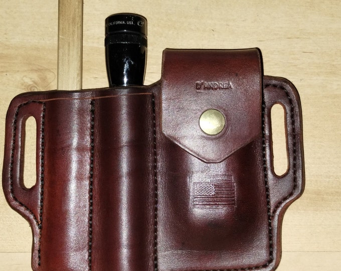 Custom Order Leather Sheath, sheath customized to your Leatherman© Supertool 300 and pager, EDC, OWB