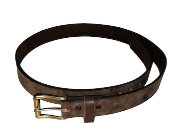 Belt, 1 1/2" Leather Water Buffalo Belt, Men's, woman's belt with roller Buckle and handmade keeper.